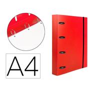 Carpeta con recambio liderpapel a4 cuadro 5mm 100 hojas 80g polipropileno 4 anillas mixtas 25mm rojo - CH55