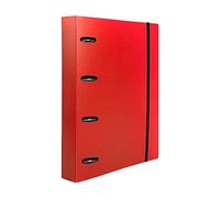 Carpeta con recambio liderpapel a4 cuadro 5mm 100 hojas 80g polipropileno 4 anillas mixtas 25mm rojo - CH55