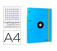 Carpeta con recambio liderpapel antartik a4 cuadro 5 mm forrada 4 anillas 25mm redondas color azul