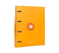 CARPETA CON RECAMBIO LIDERPAPEL ANTARTIK A4 CUADRO 5 MM FORRADA 4 ANILLAS 40MM REDONDAS COLOR MOSTAZA