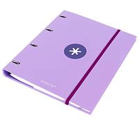 CARPETA CON RECAMBIO LIDERPAPEL ANTARTIK A4 CUADRO 5MM FORRADA 4 ANILLAS 25MM REDONDAS COLOR LAVANDA