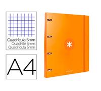 Carpeta con recambio liderpapel antartik a4 cuadro 5mm forrada 4 anillas redondas 25mm color mostaza