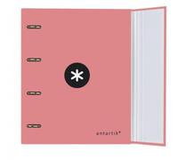 Carpeta con recambio liderpapel antartik a4 cuadro 5mm forrada 4 anillas 40mm redondas color coral - AW57
