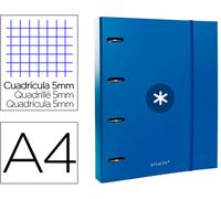 Carpeta Con Recambio Y Solapa A4 Cuadrado 5Mm Rayado 4 Anillas Redondas 40Mm Color Azul Oscuro - ANTARTIK