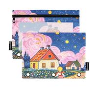 Carpeta con ventana transparente de dibujos animados coloridos de cuento de hadas, estuche de lápices de gran capacidad, 3 anillos, organizadores de clase escolar y oficina, multicolor, 2 unidades