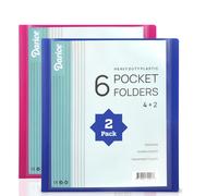 Carpeta Darice de 6 bolsillos (paquete de 2) - Carpeta multibolsillos de doble cara - Organizador de papel tama o carta para oficina y escuela -