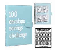 Carpeta de 100 sobres, desafío de ahorro de dinero, carpeta de desafío de 100 sobres, manera fácil y divertida de ahorrar $5,050, carpeta de libros de presupuesto con sobres de efectivo para oficina,