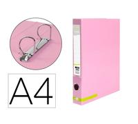 Carpeta de 2 anillas 25 mm mixtas liderpapel a4 forrado color system con ollao y tarjetero rosa