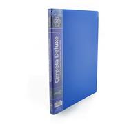 Carpeta de 20 Fundas Deluxe Tamaño A4 con Adhesivos Indicadores incluidos, REF.2126 - Fundas Ultra Cristal y Lomo Personalizable by Office Box (Color Azul)