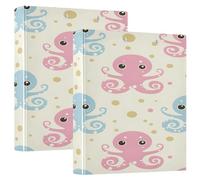 Carpeta de 3 anillas, carpeta de archivos, lunares, rosa, azul, pulpo para organizar documentos en casa, escuela u oficina