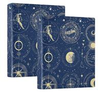 Carpeta de 3 anillas, color azul, galaxia misteriosa para organizar documentos en casa, escuela u oficina