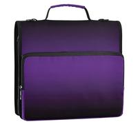 Carpeta de 3 anillas de 1 1/2 pulgadas con anillas en D, color morado real, negro, degradado, con cremallera, organizador escolar con correa para el hombro, carpeta de almacenamiento profesional con