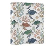 Carpeta de 3 anillas de tortugas marinas y algas marinas, 3,8 cm, con capacidad para 200 documentos para uso en casa, escuela, oficina