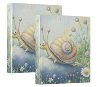 Carpeta de 3 anillas de una pulgada y media con diseño de caracol sobre una roca con bolsillos interiores, 1/2 paquete de carpetas para tamaño carta (11 x 8.5 pulgadas), 200 hojas, paquete de 2