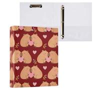 Carpeta de 3 anillos Capybara Pink Love de 1.5 pulgadas, anillos redondos con capacidad para 200 hojas, carpetas de 3 anillos con clip de metal antideslizante
