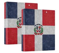 Carpeta de 3 anillos con diseño de bandera de República Dominicana de 1.5 pulgadas, con capacidad para 200 hojas de animales florales, carpeta de recetas de anillos redondos, 12.4 x 10.6 x 2.36