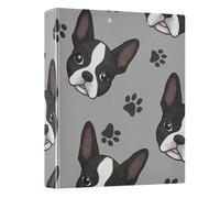 Carpeta de 3 anillos con estampado de huellas de bulldog de 1.5 pulgadas, carpeta de anillas redondas con capacidad para 200 documentos para uso en casa, escuela y oficina
