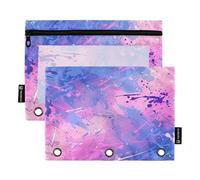 Carpeta de 3 anillos con ventana transparente, color melocotón y anillos azules del país de los sueños, estuche para lápices, ventana transparente y ojales, carpetas perforadas de 3 agujeros para