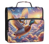 Carpeta de 3 anillos de 1 1/2 pulgadas con anillos en D para hámster, pato, nube, cielo, organizador con cremallera, bolsa de carpeta para escuela secundaria con correa, cartera grande y soporte para