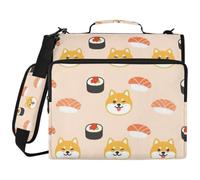Carpeta de 3 anillos de 3 pulgadas con bolsillos adicionales Shiba Inu y Sushi con bonito estampado