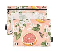 Carpeta de 3 anillos para lápices, diseño de pomelo, fruta y melocotón, organizador de anillas con impermeable, para accesorios de papelería de oficina