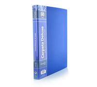 Carpeta de 60 Fundas Deluxe con portadas rígidas y Lomo personalizable con Fundas Ultra Cristal - Incluye 91 Adhesivos - Tamaño A4 - REF 6126 - PP 100% Reciclable by Office Box. (Color Azul)