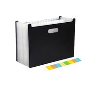 Carpeta de acordeón expandible A4, organizador de documentos de la carpeta de archivos, máximo 2000 hojas, asas portátiles for la escuela, oficina y hogar para archivos(Black)