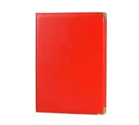 Carpeta de acuerdos A4 cuero sintético con bordes reforzados, cubierta for diploma y ranuras multifuncionales en las esquinas para Documentos(Red)