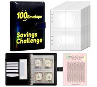 Carpeta de ahorro de dinero - Libro A5 con 100 sobres, rastreador de ahorro organizado y flexible, organizador de sobres de dinero duradero, herramienta de planificación de objetivos, práctico sistema