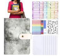 Carpeta de ahorros, A6, ahorro, libro de finanzas, cuaderno con bolsillo con cremallera para monedas, billetes, recibos, organización, planificación presupuestaria