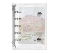 Carpeta de almacenamiento de pegatinas, soporte de almacenamiento de pegatinas reutilizables, cubierta M5 para hojas sueltas, PVC, transparente, triple pliegue, con cierre doble, 5 agujeros, 9,5 x