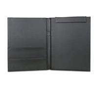 Carpeta de anillas A4 cuero sintético for agenda, carpeta archivos, portafolios, oficina, escuela, documentos, papel, tablero escritura para Documentos(Black A)