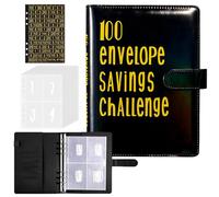 Carpeta de Anillas A5,100 Envelope Saving Challenge con Rastreador de Desafíos y Bolsillos Prenumberedos,Carpetas Portafolios con Anillas,Planificador Presupuestario,Budget Planner(Negro)