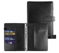 Carpeta de Anillas A5, 23 X 17 cm Carpeta A5 de 6 Anillas, Negro Carpeta Anillas A5 de Cuero, Papel Interior No Incluido, Carpeta de Cuaderno Recargable Anillas para Escuelas, Hogares, Oficinas