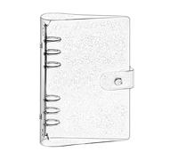 Carpeta de anillas A6, carpeta de anillas de PVC suave transparente con 6 orificios con purpurina, carpeta de papel recargable, carpeta de cuaderno de hojas sueltas impermeable