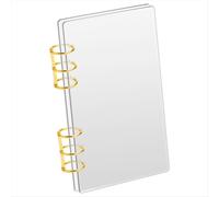 Carpeta de anillas A6 de acrílico transparente con anilla redonda de metal dorado, ideal para coleccionar, organizar y resumir.