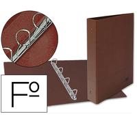 Carpeta de Anillas Cartón Forrado Piel Folio Natural Lomo 55 4 Anillas