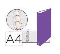 Carpeta de 4 anillas 30mm redondas exacompta din a4 carton forrado morado