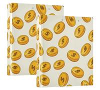 Carpeta de Anillas Personalizada con Monedas Doradas en Beige, de 3 Anillas y 1,5 Pulgadas, con Capacidad para 200 Hojas, con portapapeles, para Recetas, con Anillas Redondas Impresas, 12,4 x 10,63