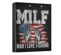 Carpeta de anillas redondas de 3,8 cm con texto en inglés "Man I Love Fishing", carpeta de 3 anillos para oficina, escuela, trabajo, carpeta de archivos, capacidad para 200 hojas