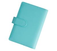 Carpeta de anillos de cuero para cuaderno, carpeta de presupuesto de papel con bolsillo interior, ranura elástica para bolígrafo, 6 anillas, cubierta de carpeta de piel sintética