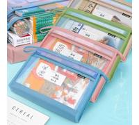 Carpeta de archivos Carpeta de malla con cremallera capa A4, archivador fácil llevar, porta documentos, bolsa almacenamiento doble for uso en la escuela y Oficina(Blue)