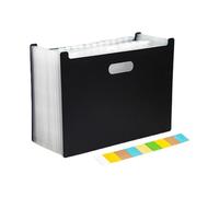 Carpeta de archivos de acordeón de 13 capas PP | Organizador de archivos de Office multicolor: organice documentos(Black)