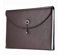 Carpeta de archivos de piel de primera calidad, organizadores portátiles A4, 13 bolsillos, cartera de documentos con etiquetas, organizador para recibos, facturas, papeles, marrón