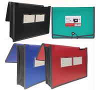 Carpeta de archivos expandible con cordón elástico y cierre de botón, tamaño de carta, expansión de 8,3 cm, letra A4 para organización en casa, escuela, oficina, paquete de 4