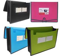 Carpeta de archivos expandible con cordón elástico y cierre de botón, tamaño de carta, expansión de 8,3 cm, letra A4 para organización en casa, escuela, oficina, paquete de 4