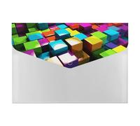 Carpeta de archivos expandible de 6 bolsillos, 3D cubos coloridos de acordeón, carpeta de archivos A4, tamaño carta, organizador portátil de documentos para recibos, facturas, suministros de oficina