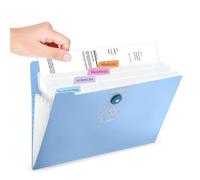 Carpeta de archivos expandible de acordeón, organizador portátil de recibos de papel para documentos con etiquetas, suministros de oficina para el hogar, la universidad, escuela (azul claro, 5