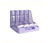 Carpeta de archivos organizadora escritorio, revistero, estante clasificador oficina, divisores verticales(Purple)