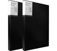 Carpeta de cartera para obras de arte, carpeta de portafolio de arte, 2 paquetes de 9 x 12 pulgadas, libro de demostración, carpeta negra con carpeta de película protectora con funda de plástico, 30